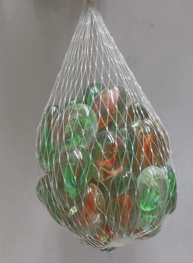 PPJ ®- Glass Stone Pebbles (Half Round Shape) for Aquarium/Home/Garden Table/Vase Fillers/Garden Decoration/Pots Multi Purpose Original & Natural Agate Raw Rough Stone - 2 cm (Crystal, Green Orrange) - Image 2